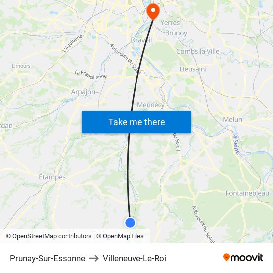 Prunay-Sur-Essonne to Villeneuve-Le-Roi map
