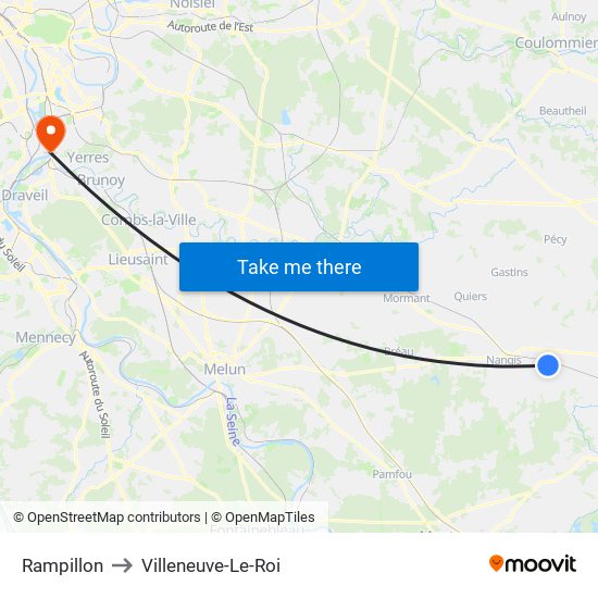 Rampillon to Villeneuve-Le-Roi map