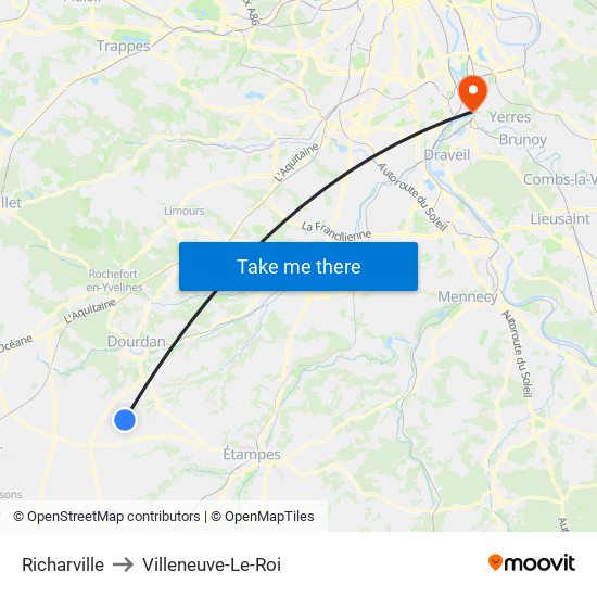 Richarville to Villeneuve-Le-Roi map
