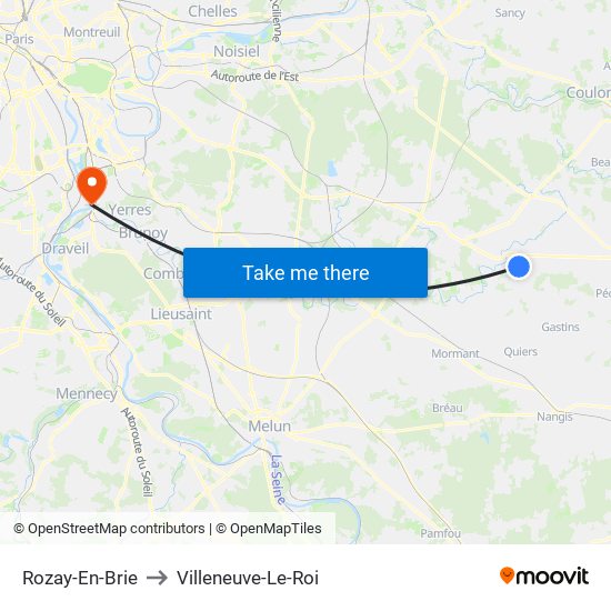 Rozay-En-Brie to Villeneuve-Le-Roi map