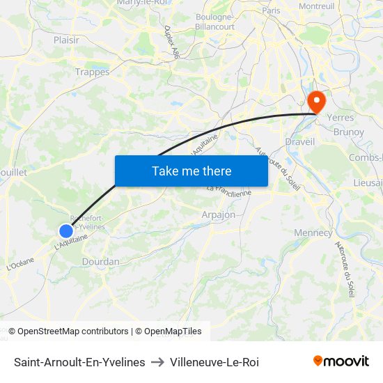 Saint-Arnoult-En-Yvelines to Villeneuve-Le-Roi map