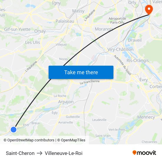 Saint-Cheron to Villeneuve-Le-Roi map