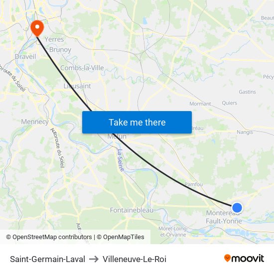 Saint-Germain-Laval to Villeneuve-Le-Roi map