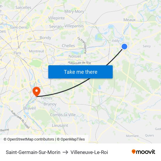 Saint-Germain-Sur-Morin to Villeneuve-Le-Roi map