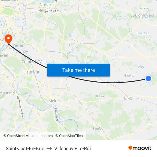 Saint-Just-En-Brie to Villeneuve-Le-Roi map