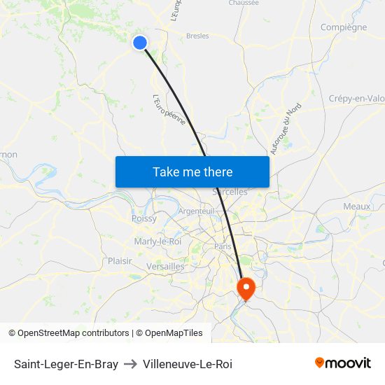 Saint-Leger-En-Bray to Villeneuve-Le-Roi map