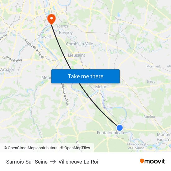 Samois-Sur-Seine to Villeneuve-Le-Roi map