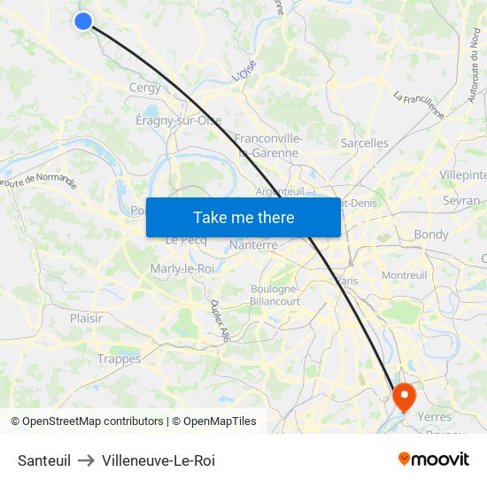 Santeuil to Villeneuve-Le-Roi map