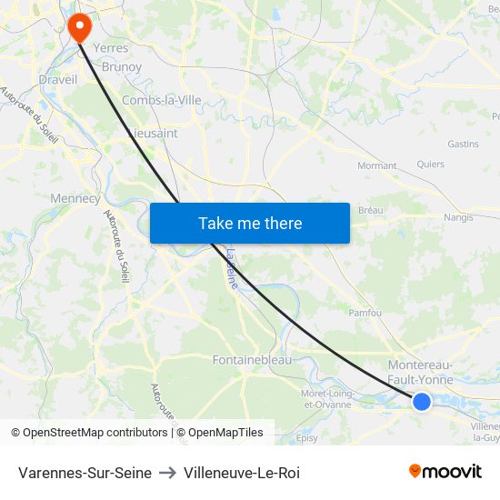 Varennes-Sur-Seine to Villeneuve-Le-Roi map