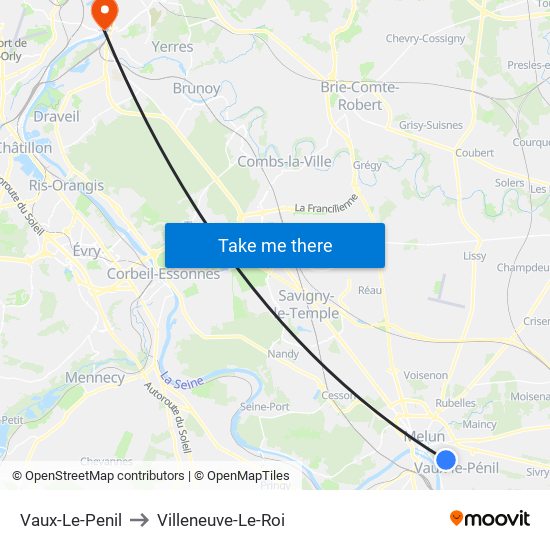 Vaux-Le-Penil to Villeneuve-Le-Roi map