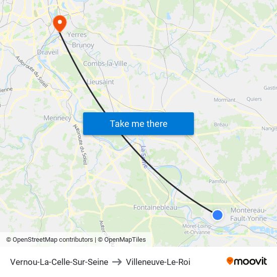 Vernou-La-Celle-Sur-Seine to Villeneuve-Le-Roi map