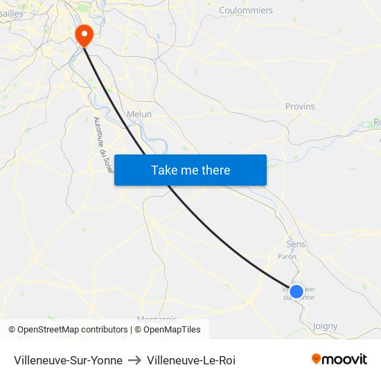 Villeneuve-Sur-Yonne to Villeneuve-Le-Roi map