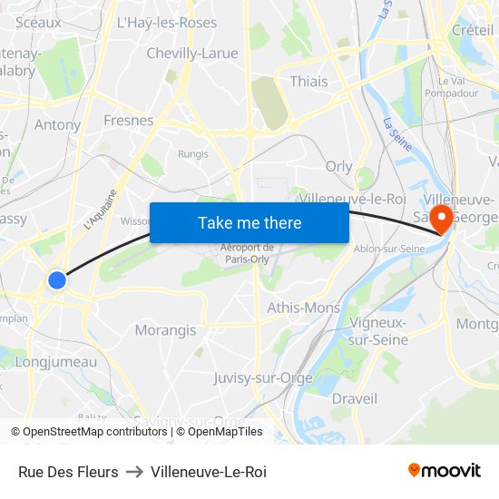 Rue Des Fleurs to Villeneuve-Le-Roi map