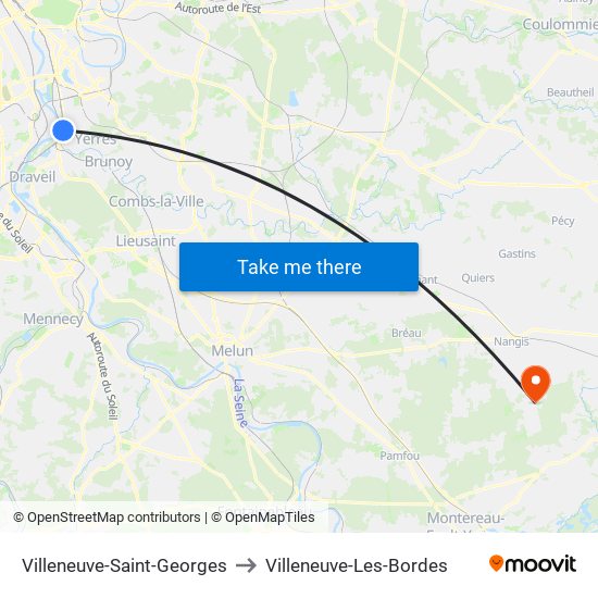 Villeneuve-Saint-Georges to Villeneuve-Les-Bordes map