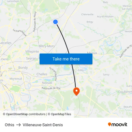 Othis to Villeneuve-Saint-Denis map