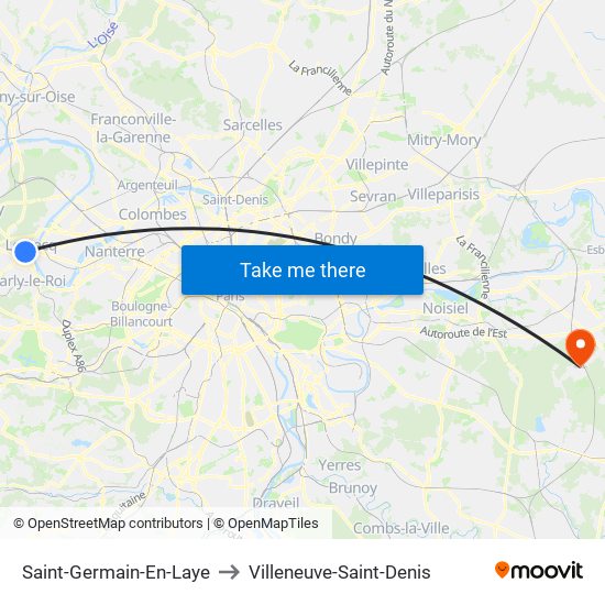 Saint-Germain-En-Laye to Villeneuve-Saint-Denis map