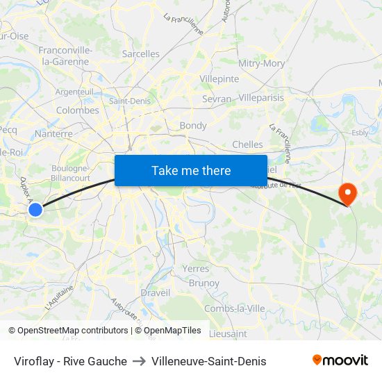 Viroflay - Rive Gauche to Villeneuve-Saint-Denis map
