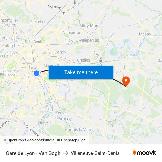 Gare de Lyon - Van Gogh to Villeneuve-Saint-Denis map