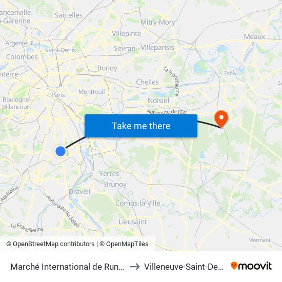 Marché International de Rungis to Villeneuve-Saint-Denis map