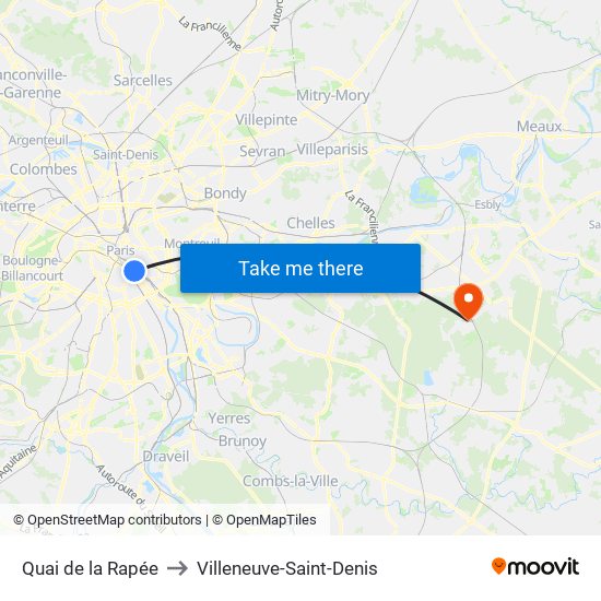 Quai de la Rapée to Villeneuve-Saint-Denis map