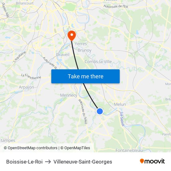 Boissise-Le-Roi to Villeneuve-Saint-Georges map
