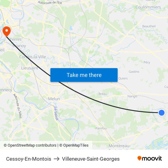 Cessoy-En-Montois to Villeneuve-Saint-Georges map