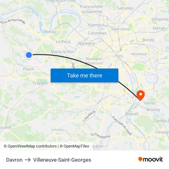 Davron to Villeneuve-Saint-Georges map