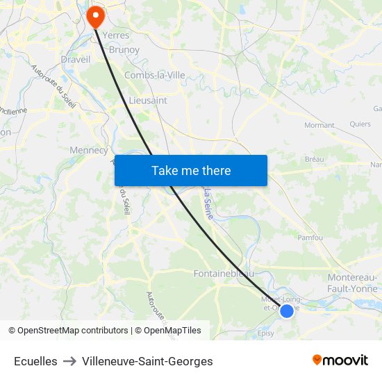 Ecuelles to Villeneuve-Saint-Georges map