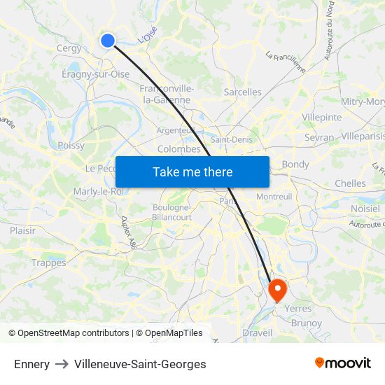 Ennery to Villeneuve-Saint-Georges map