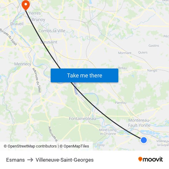 Esmans to Villeneuve-Saint-Georges map