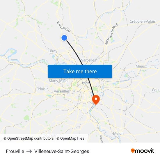 Frouville to Villeneuve-Saint-Georges map