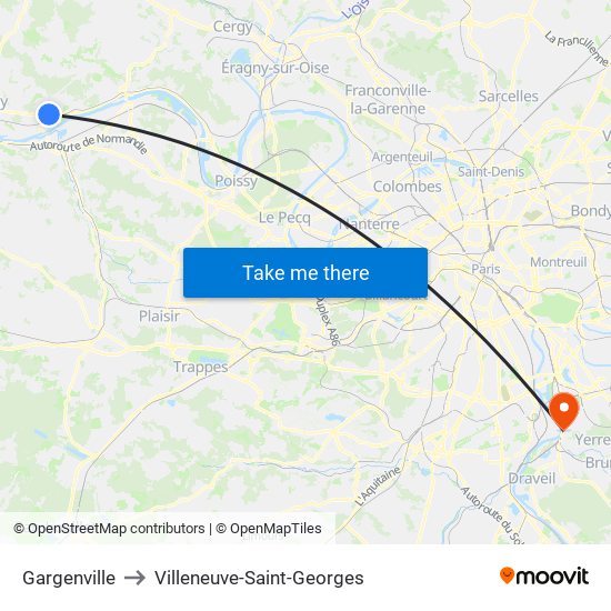 Gargenville to Villeneuve-Saint-Georges map