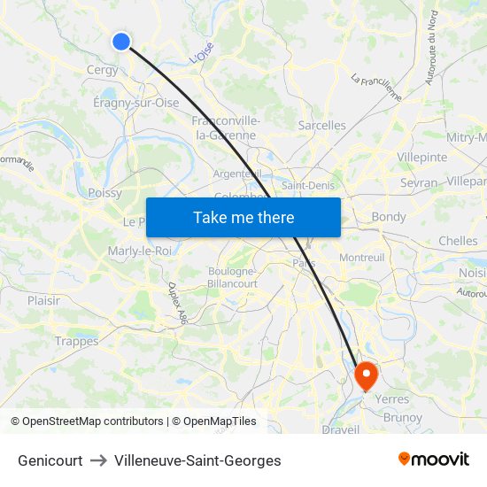Genicourt to Villeneuve-Saint-Georges map
