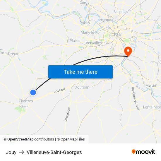 Jouy to Villeneuve-Saint-Georges map
