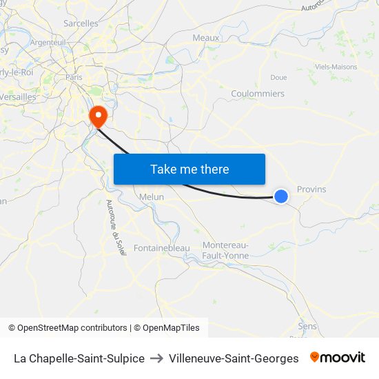 La Chapelle-Saint-Sulpice to Villeneuve-Saint-Georges map