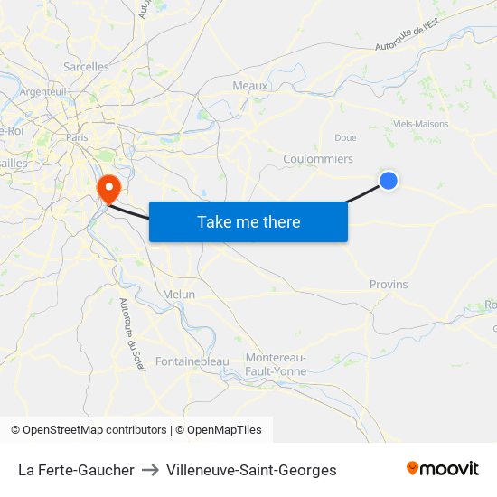 La Ferte-Gaucher to Villeneuve-Saint-Georges map