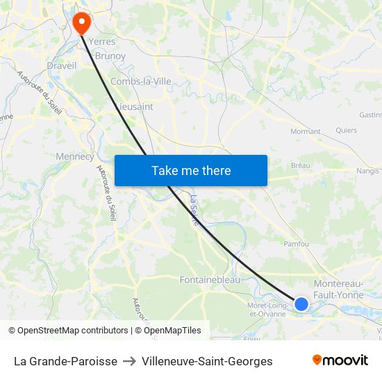 La Grande-Paroisse to Villeneuve-Saint-Georges map