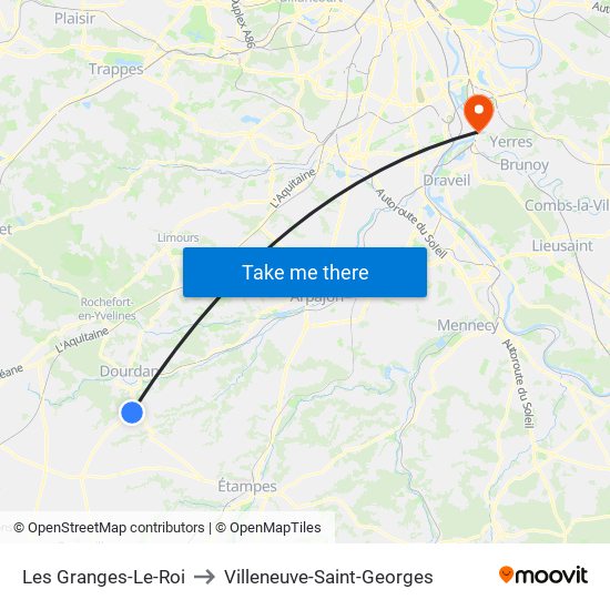 Les Granges-Le-Roi to Villeneuve-Saint-Georges map
