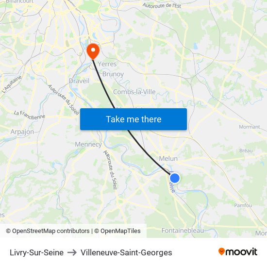 Livry-Sur-Seine to Villeneuve-Saint-Georges map