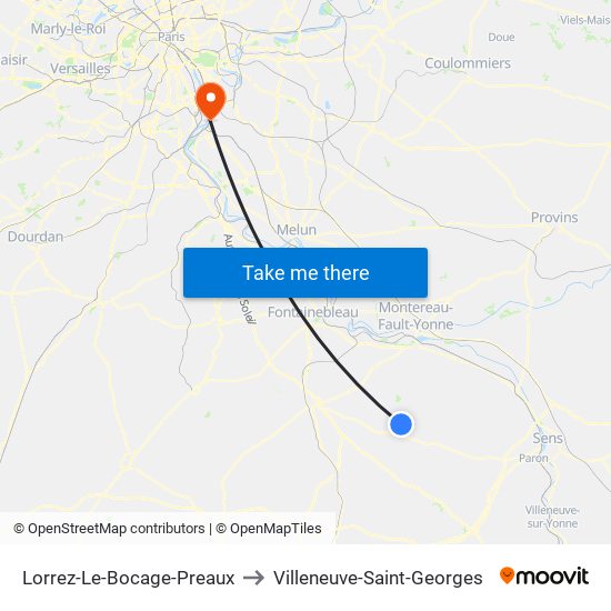Lorrez-Le-Bocage-Preaux to Villeneuve-Saint-Georges map
