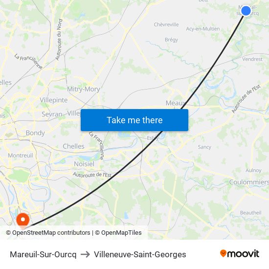 Mareuil-Sur-Ourcq to Villeneuve-Saint-Georges map