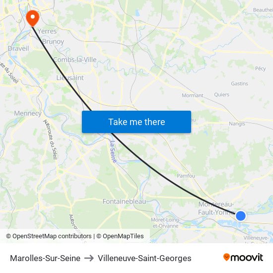 Marolles-Sur-Seine to Villeneuve-Saint-Georges map