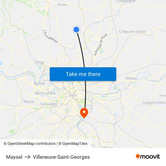 Maysel to Villeneuve-Saint-Georges map