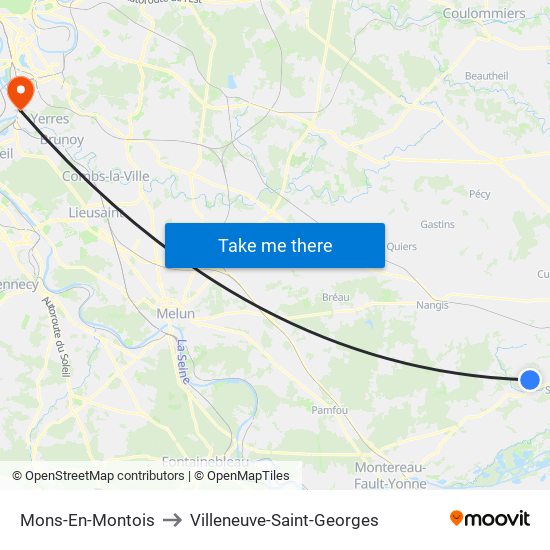 Mons-En-Montois to Villeneuve-Saint-Georges map