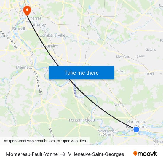 Montereau-Fault-Yonne to Villeneuve-Saint-Georges map