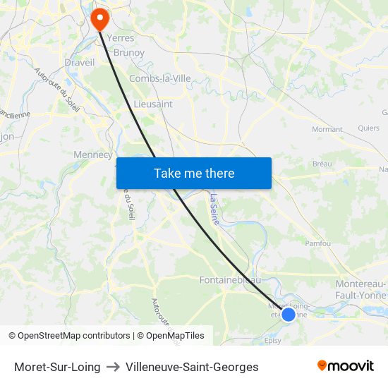 Moret-Sur-Loing to Villeneuve-Saint-Georges map