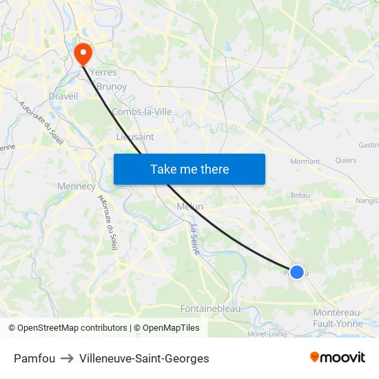 Pamfou to Villeneuve-Saint-Georges map