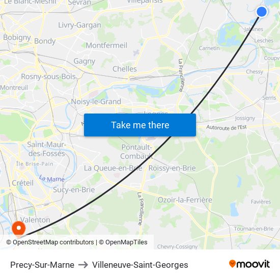 Precy-Sur-Marne to Villeneuve-Saint-Georges map