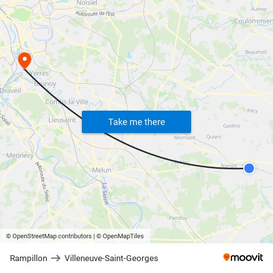 Rampillon to Villeneuve-Saint-Georges map