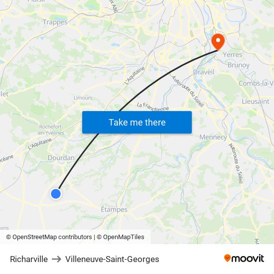 Richarville to Villeneuve-Saint-Georges map